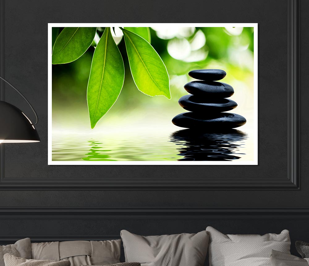Tranquil Water Stones Print Poster Wall Art