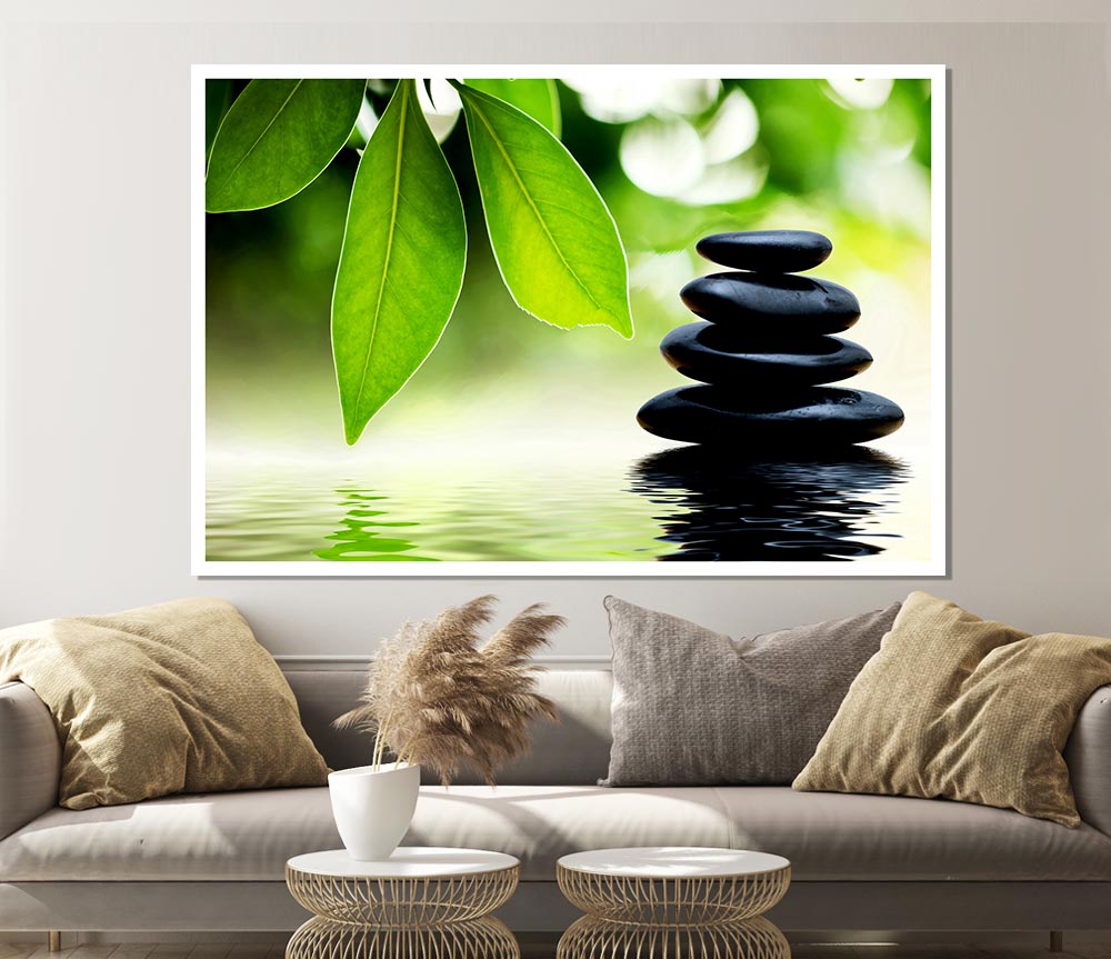 Tranquil Water Stones Print Poster Wall Art