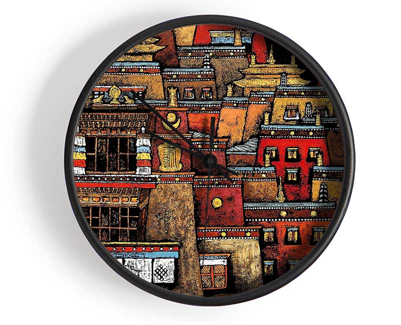 Tibetan Art Houses Clock - Wallart-Direct UK