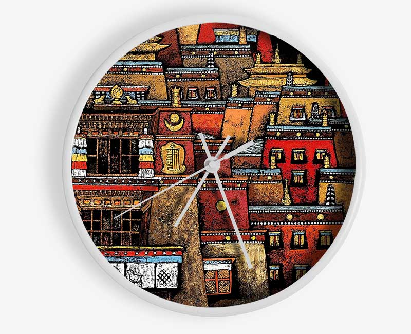 Tibetan Art Houses Clock - Wallart-Direct UK