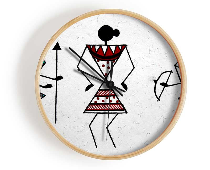 Warli-Albergo Dreams Clock - Wallart-Direct UK