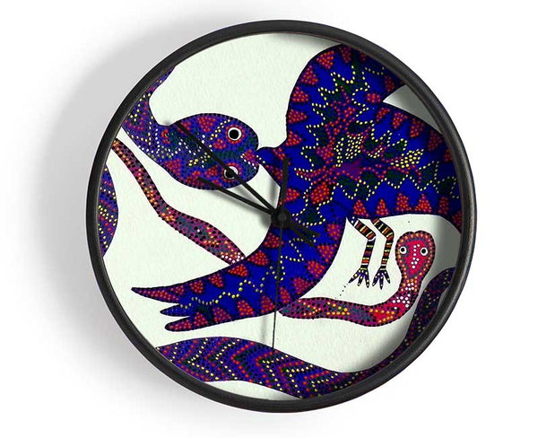Aboriginal Snake Bird Clock - Wallart-Direct UK