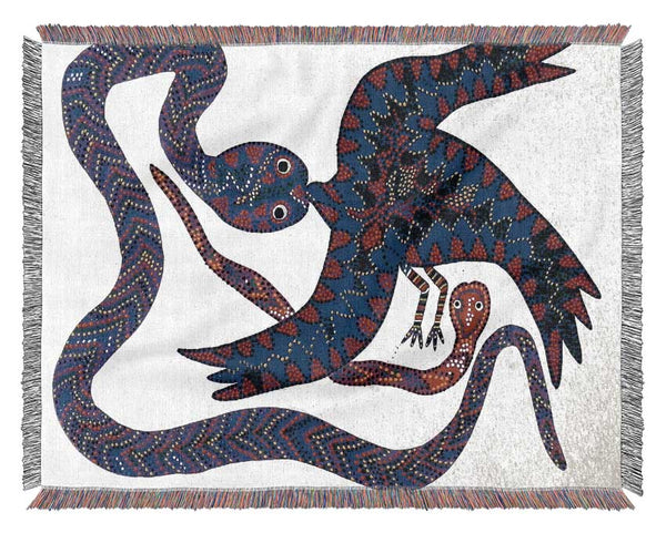 Aboriginal Snake Bird Woven Blanket