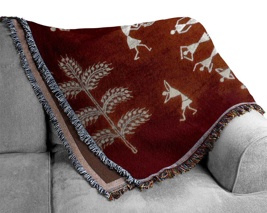 Aboriginal Warli Mahabharata Woven Blanket