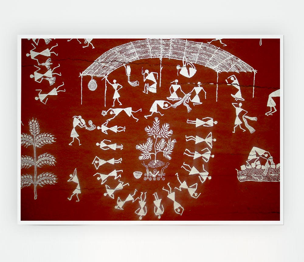 Aboriginal Warli Mahabharata Print Poster Wall Art