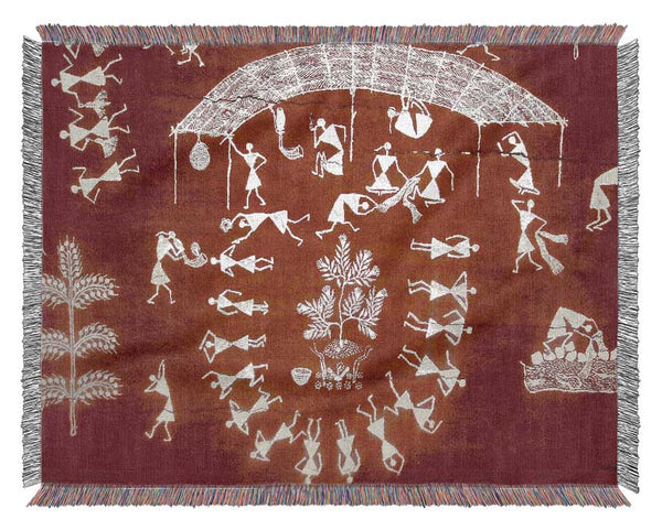 Aboriginal Warli Mahabharata Woven Blanket