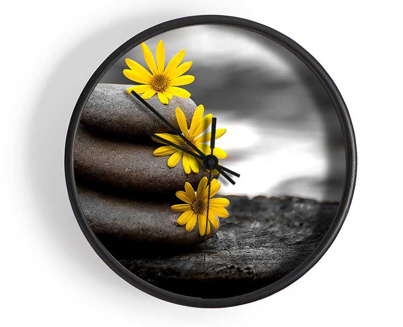 Zen Flowered Stones Clock - Wallart-Direct UK