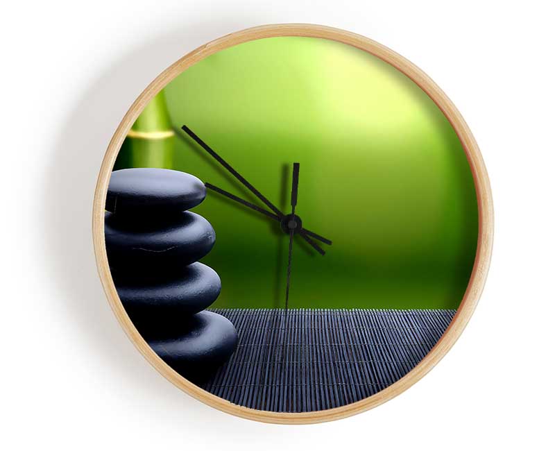 Zen Stones Background Clock - Wallart-Direct UK