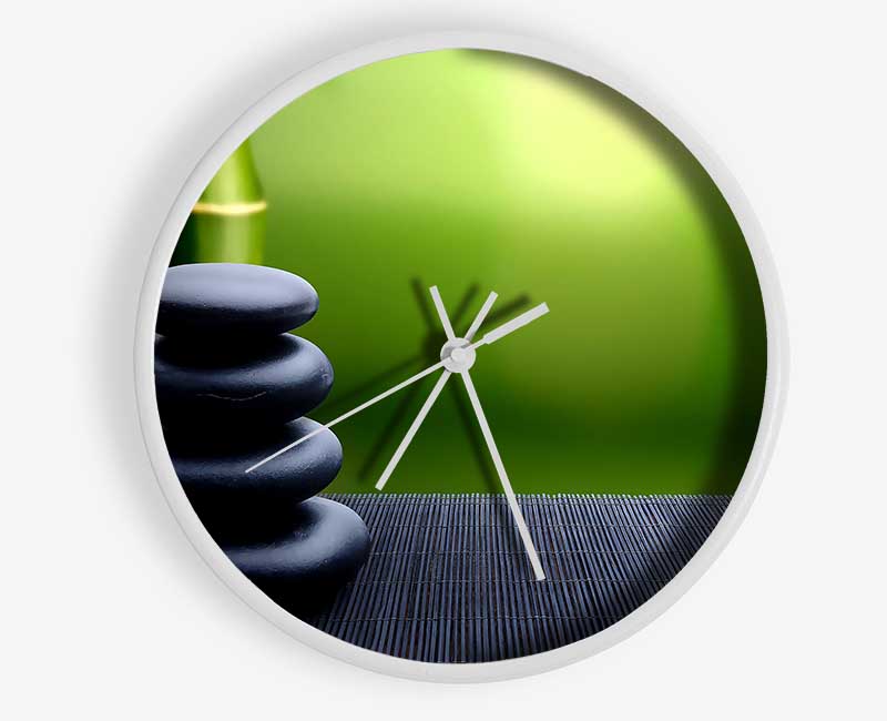 Zen Stones Background Clock - Wallart-Direct UK