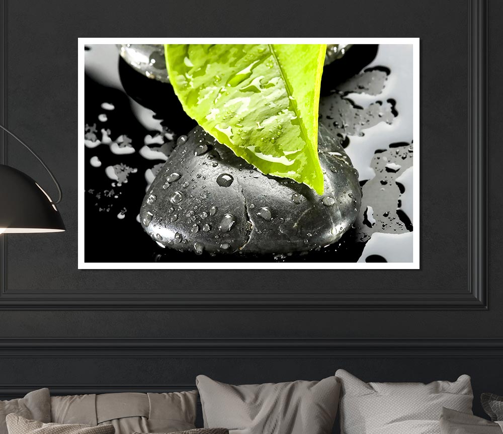 Zen Stone And Leaf Print Poster Wall Art