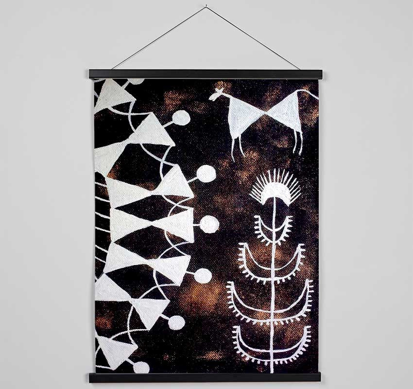 Aboriginal Warli Tarpa Dance Hanging Poster - Wallart-Direct UK