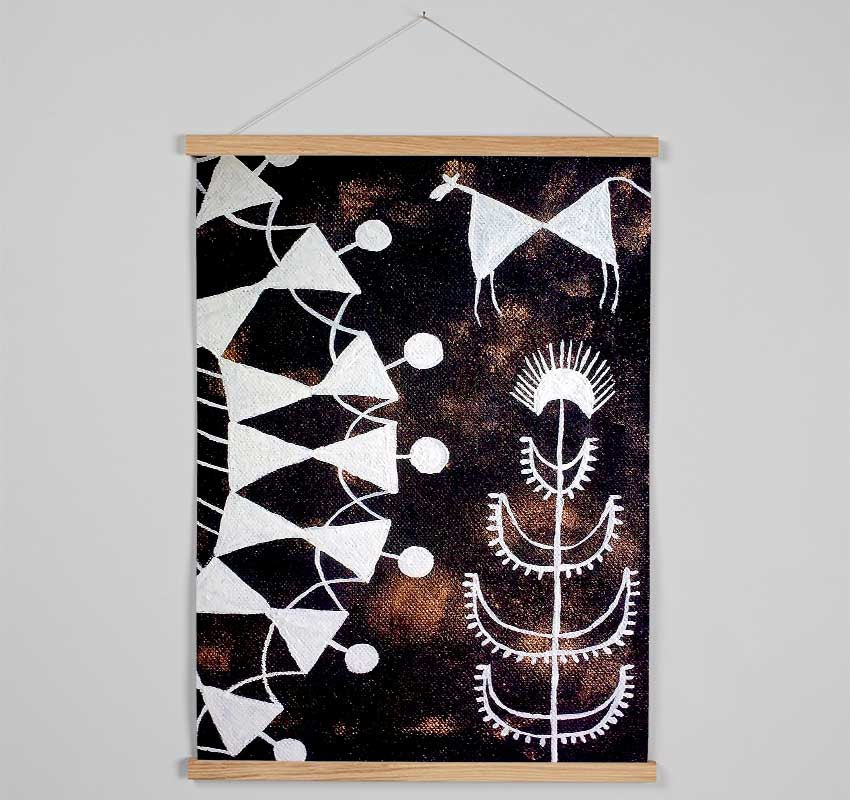 Aboriginal Warli Tarpa Dance Hanging Poster - Wallart-Direct UK