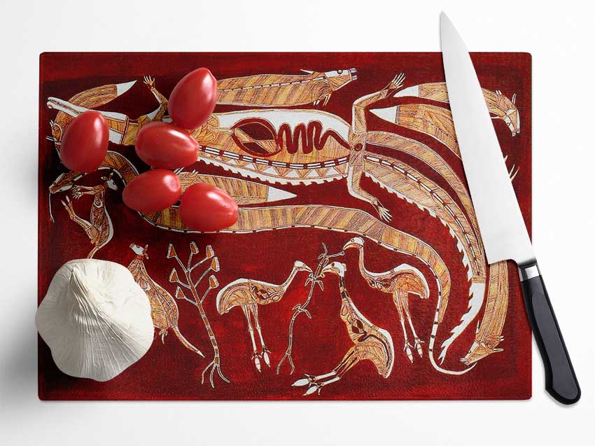 Aboriginal Nadjamerrek Lofty Glass Chopping Board