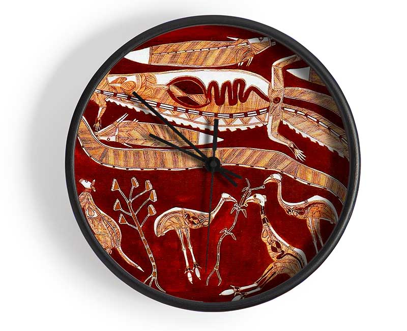 Aboriginal Nadjamerrek Lofty Clock - Wallart-Direct UK