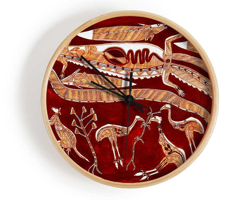 Aboriginal Nadjamerrek Lofty Clock - Wallart-Direct UK