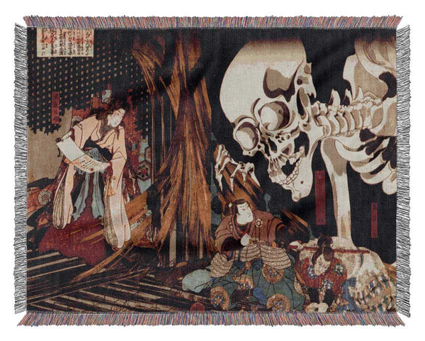 Japanese Retro Nnm Ruu Kuniyosh8 Woven Blanket