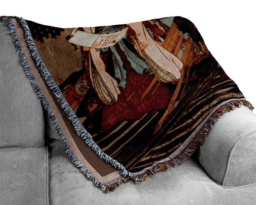 Japanese Retro Nnm Ruu Kuniyosh8 Woven Blanket