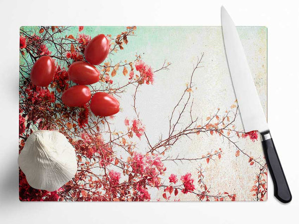 Antique Cherry Blossom Glass Chopping Board
