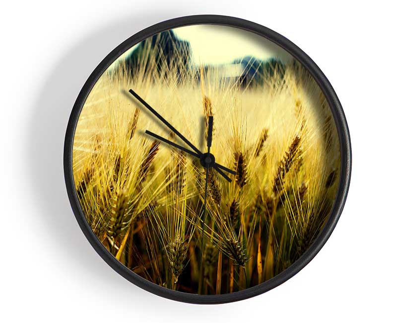 Yellow Grain Clock - Wallart-Direct UK