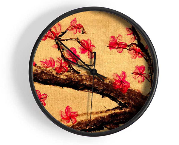 Cherry Blossom Painting Clock - Wallart-Direct UK