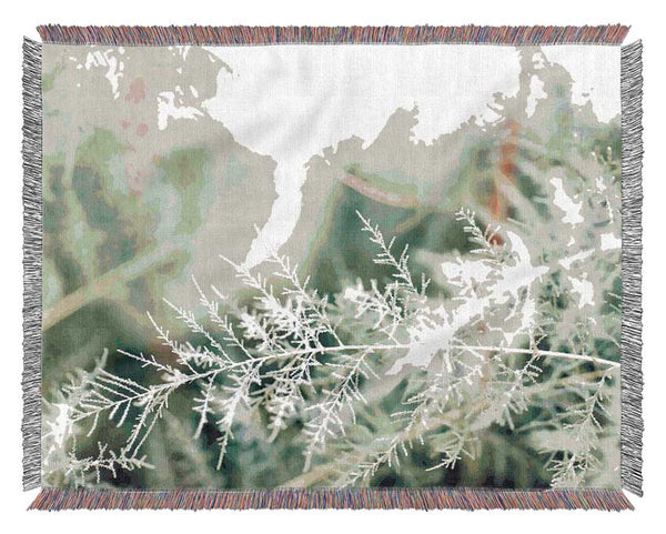 Winter Snow Leaves Woven Blanket