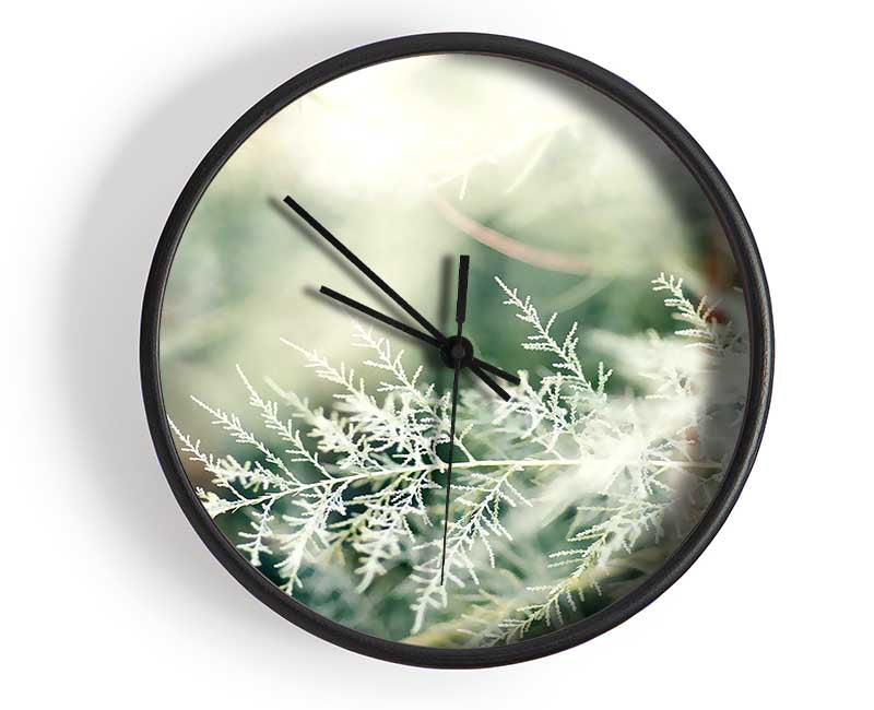 Winter Snow Leaves Clock - Wallart-Direct UK