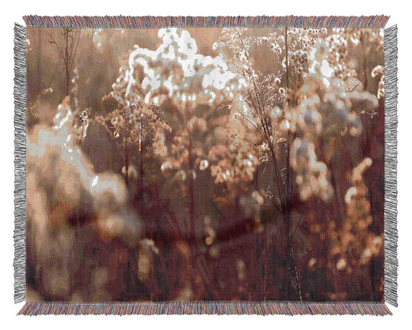Winter Sunlight Flowers Woven Blanket
