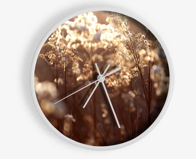 Winter Sunlight Flowers Clock - Wallart-Direct UK