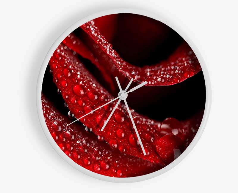 Velvety Rose With Dew Drops Clock - Wallart-Direct UK