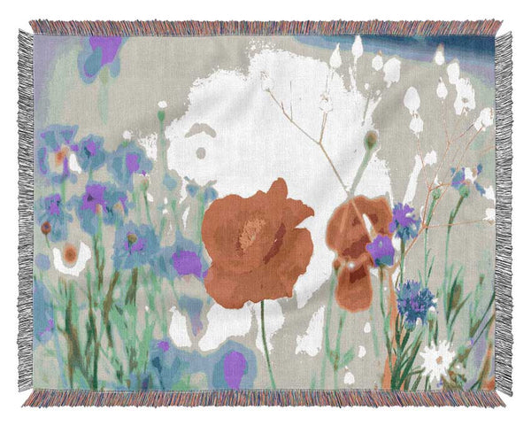 Lovely Poppy Garden Woven Blanket
