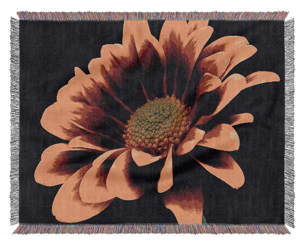 Flower On Black Background Woven Blanket