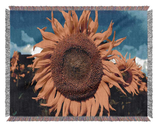 Huge Sunflower Faces Woven Blanket