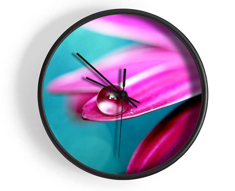 Water Drop On A Pink Petal Clock - Wallart-Direct UK