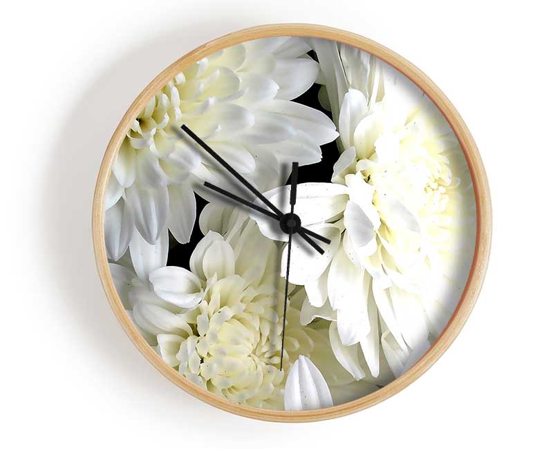 White Flowers Clock - Wallart-Direct UK