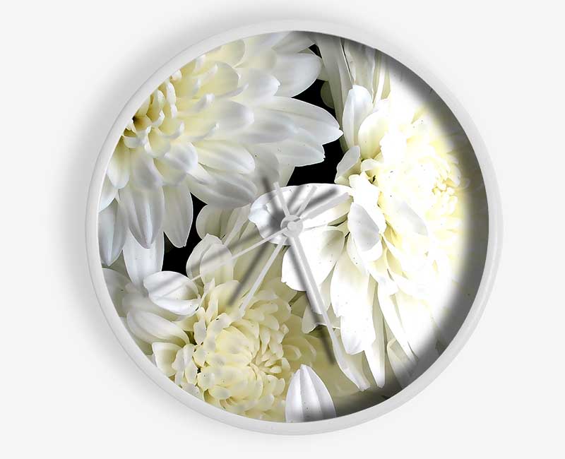 White Flowers Clock - Wallart-Direct UK