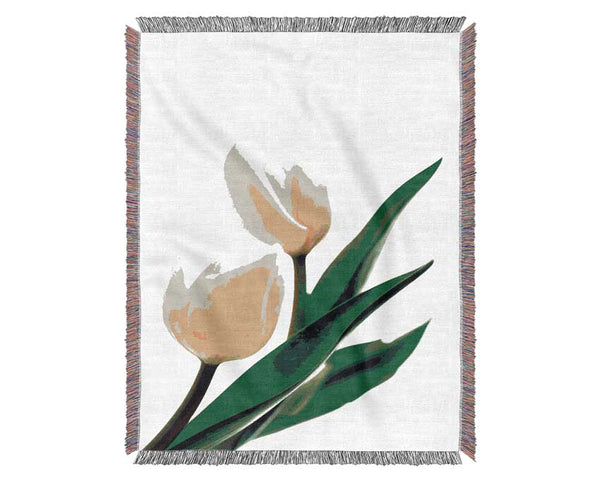 White Tulips Woven Blanket