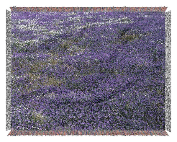 Field Of Purple Flowers Woven Blanket