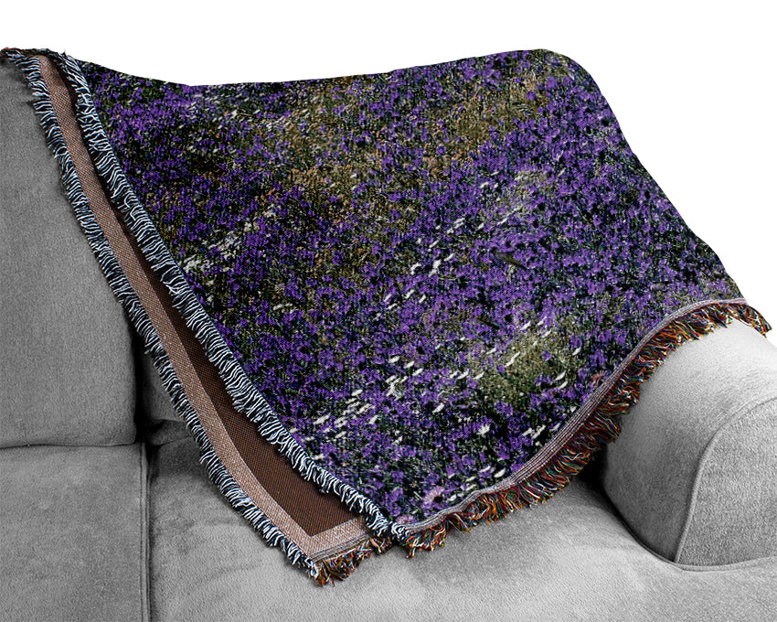 Field Of Purple Flowers Woven Blanket