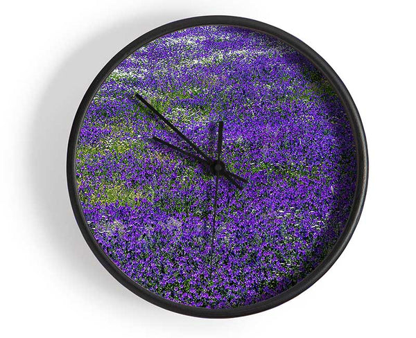 Field Of Purple Flowers Clock - Wallart-Direct UK
