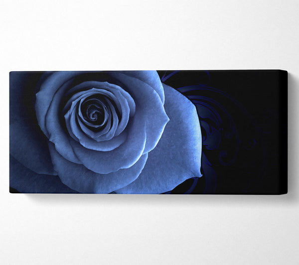 Blaue Rose auf Schwarz