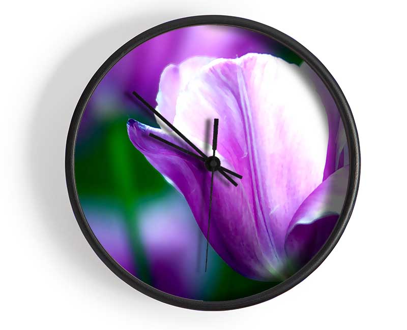 Violet Tulip Clock - Wallart-Direct UK