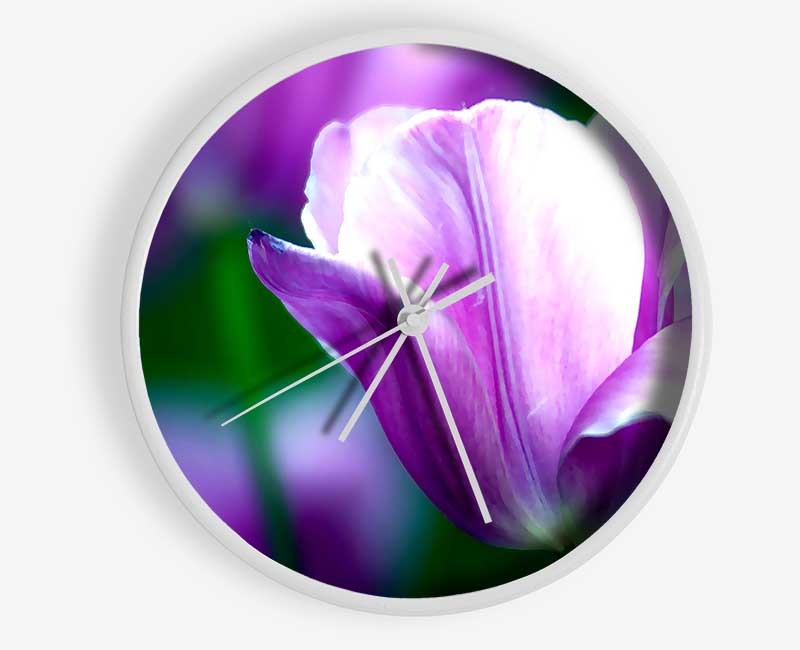 Violet Tulip Clock - Wallart-Direct UK