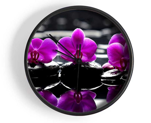 Trio Of Orchids Clock - Wallart-Direct UK