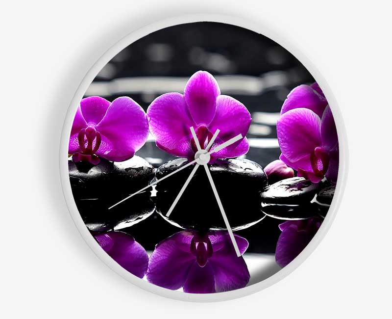 Trio Of Orchids Clock - Wallart-Direct UK