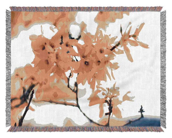 Yellow Tree Flower Woven Blanket