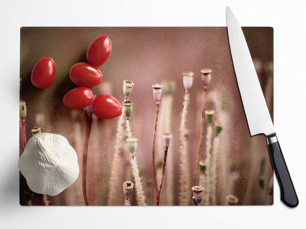 Poppy Pods Glass Chopping Board