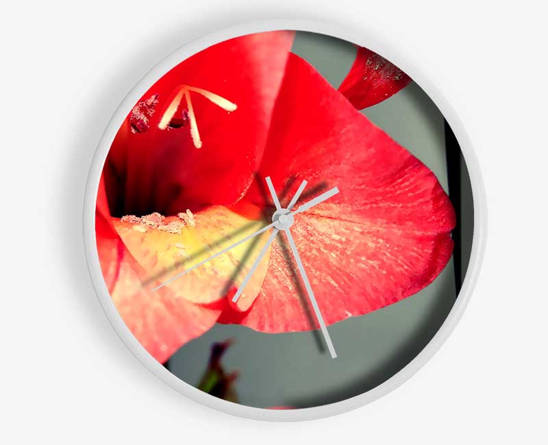Three Petal red Clock - Wallart-Direct UK