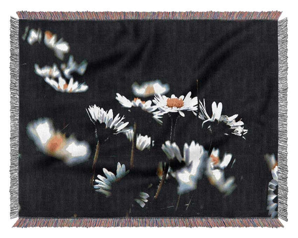 Grass And White Flowers Woven Blanket