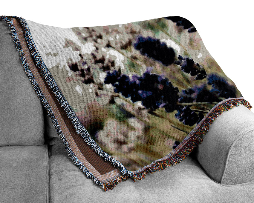 Lavender Flower Stems Woven Blanket