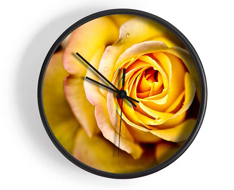 Yellow Rose Dew Drop Clock - Wallart-Direct UK